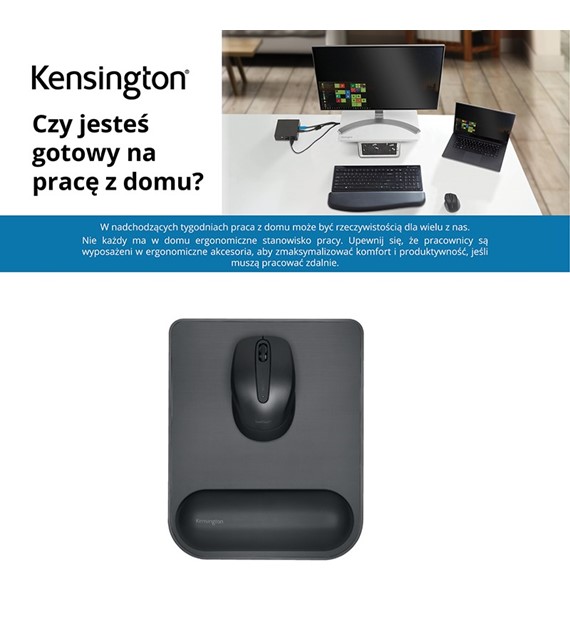 Podkładka pod mysz i nadgarstek Kensington ErgoSoft do myszy standardowej, czarna