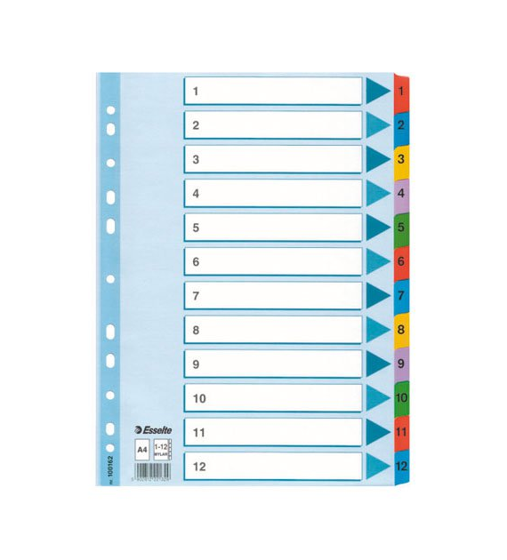 PRZEKŁADKI A-4/1-12 ESSELTE KARTON/KOLOR/MYLAR