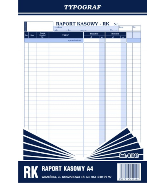 RAPORT KASOWY A-4 SAMOKOPIA TYPOGRAF