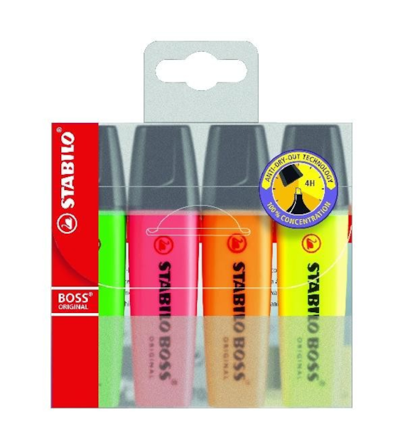 ZAKREŚLACZ STABILO BOSS kpl - 4 kol