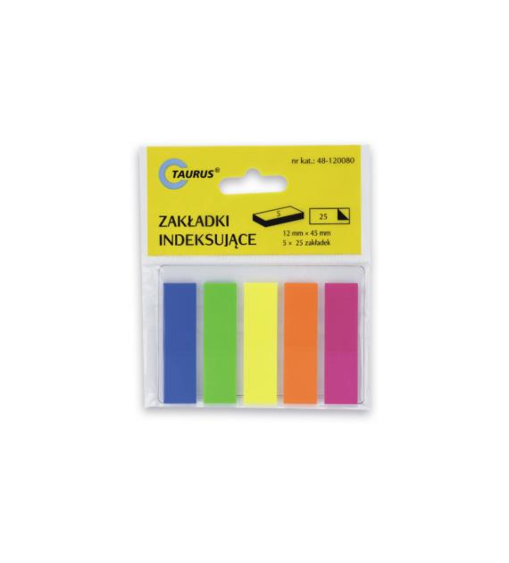ZAKŁADKI INDEKSUJĄCE PLASTIKOWE 5 kol. 45x12/25