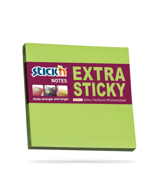 NOTES SAMOPRZYLEPNY 76X76/90k STICK'N ZIELONY opak. 12 szt.