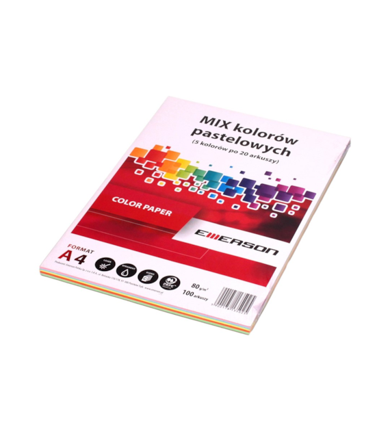 PAPIER KOLOR MIX/100 arkuszy 80g  A-4 Pastel