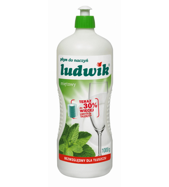 PŁYN DO NACZYŃ LUDWIK 900 ml  Miętowy  kart. 12 szt.
