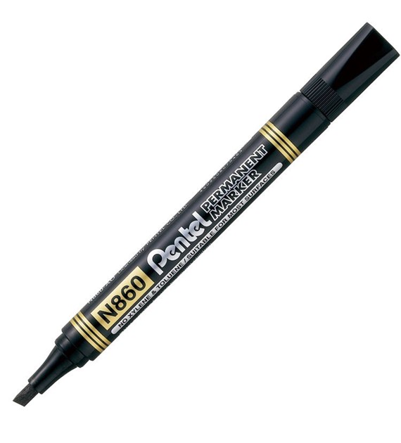 MARKER PERMANENT PENTEL ŚCIĘTY  N860  CZARNY  opak. 12 szt.