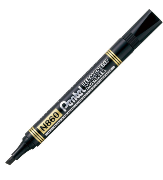 MARKER PERMANENT PENTEL ŚCIĘTY  N860  CZARNY  opak. 12 szt.
