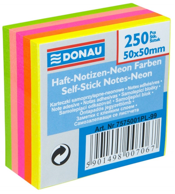 NOTES SAMOPRZYLEPNY 50X50/250k  neon mix  opak. 1 szt.