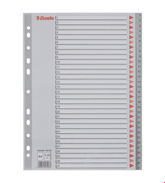 PRZEKŁADKI A-4/1-31 ESSELTE PLASTIKOWE/SZARE