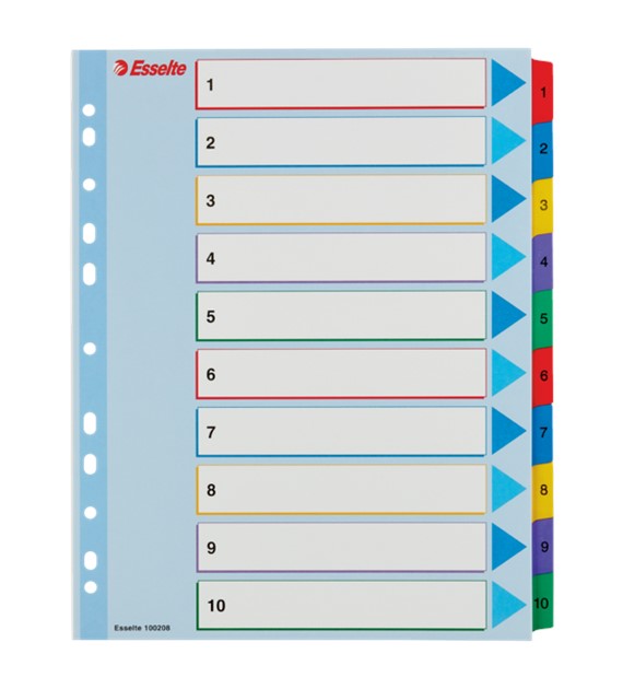 PRZEKŁADKI A-4/1-10 ESSELTE/KARTON/KOLOR/MAXI MYLAR