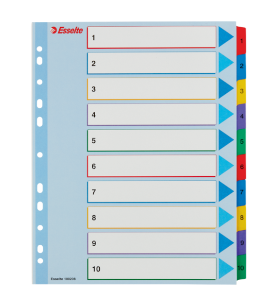 PRZEKŁADKI A-4/1-10 ESSELTE/KARTON/KOLOR/MAXI MYLAR