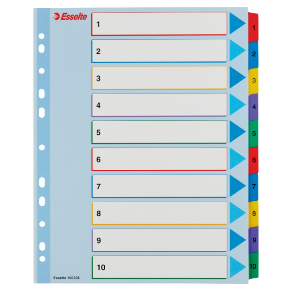 PRZEKŁADKI A-4/1-10 ESSELTE/KARTON/KOLOR/MAXI MYLAR