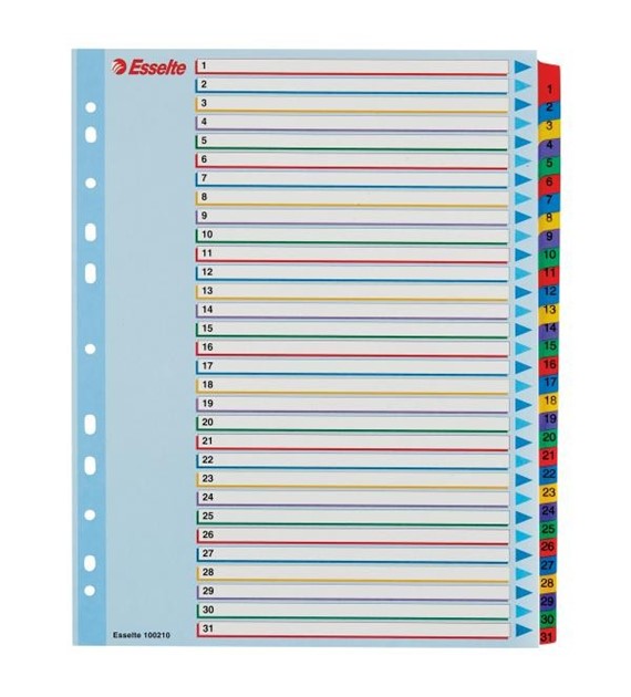 PRZEKŁADKI A-4/1-31 ESSELTE PLASTIK/KOLOR/MAXI MYLAR