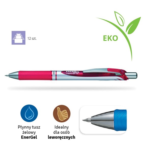 PIÓRO KULKOWE PENTEL Energel BL77 CZERWONE opak. 12 szt.