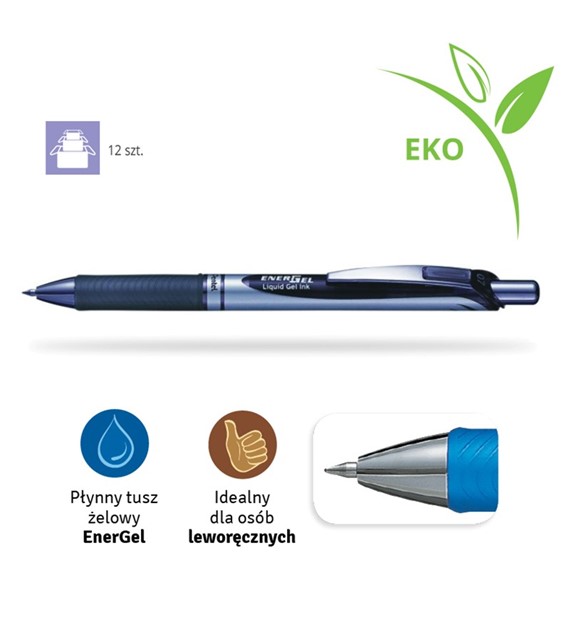 PIÓRO KULKOWE PENTEL Energel BL77 CZARNE opak. 12 szt.