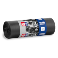 WORKI NA ŚMIECI 120L/10  LDPE Supermocne Czarne kart. 15 rolek