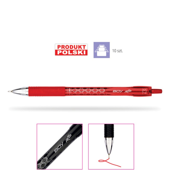 DŁUGOPIS RYSTOR BOY RS AUTOMAT CZERWONY opak. 12 szt.
