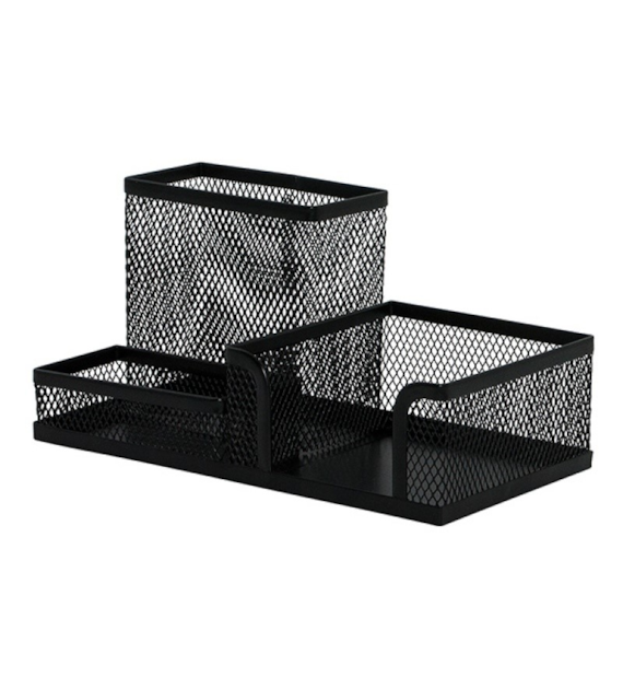 PRZYBORNIK METAL 3 komory na biurko czarny