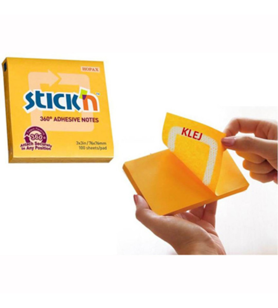 NOTES SAMOPRZYLEPNY 76X76/100k ŻÓŁTY STICK'N 360 STOPNI opak. 12 szt.