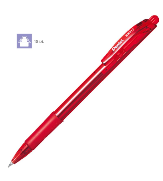 DŁUGOPIS PENTEL BK417 Czerwony Automat opak. 10 szt.  ( BKS7E )