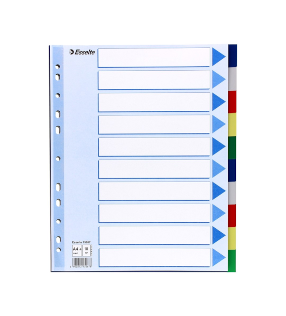 PRZEKŁADKI A-4/1-10 ESSELTE PLASTIK/KOLOR/MAXI