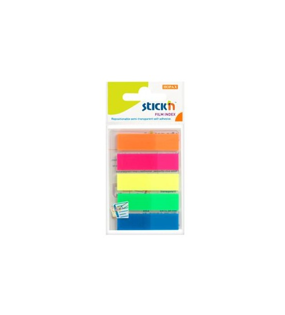 ZAKŁADKI INDEKSUJĄCE PLASTIKOWE 5 KOL. 45X12/25 STICK'N