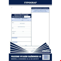 DELEGACJA POLECENIE WYJAZDU A-5 TYPOGRAF kpl. 5 bl.