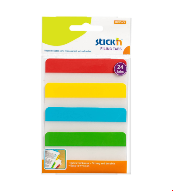 ZAKŁADKI INDEKSUJĄCE PLASTIKOWE 4 KOL. 38X76 NEON