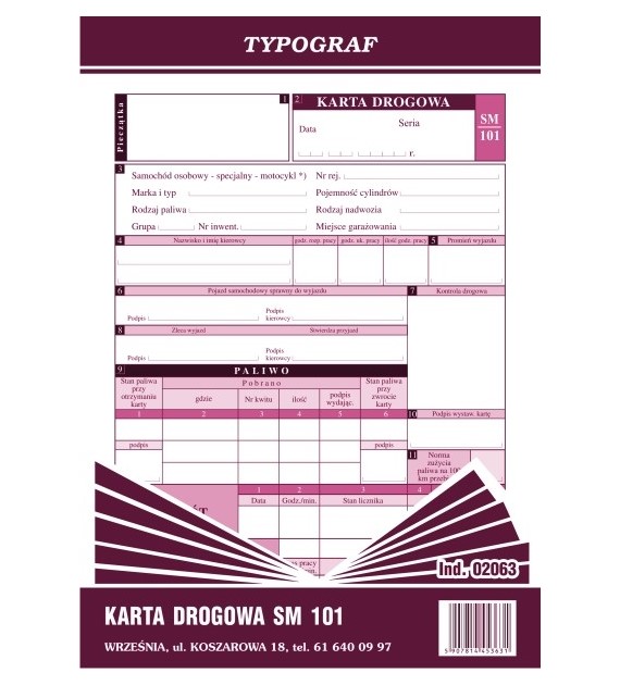 KARTA DROGOWA A-5 SM-101 opak. 5 bl.