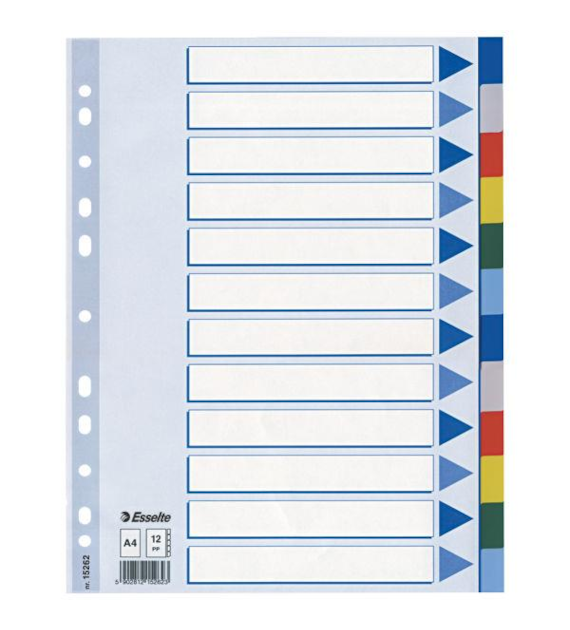 PRZEKŁADKI A-4/12 ESSELTE PLASTIKOWE KOLOROWE