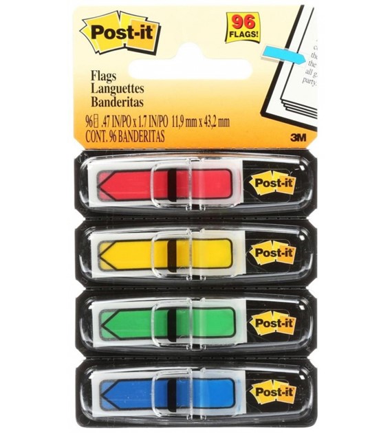 ZAKŁADKI INDEKSUJĄCE PLASTIKOWE 4 KOL. 12X43/24 684-ARR3 STRZAŁKI POST-IT