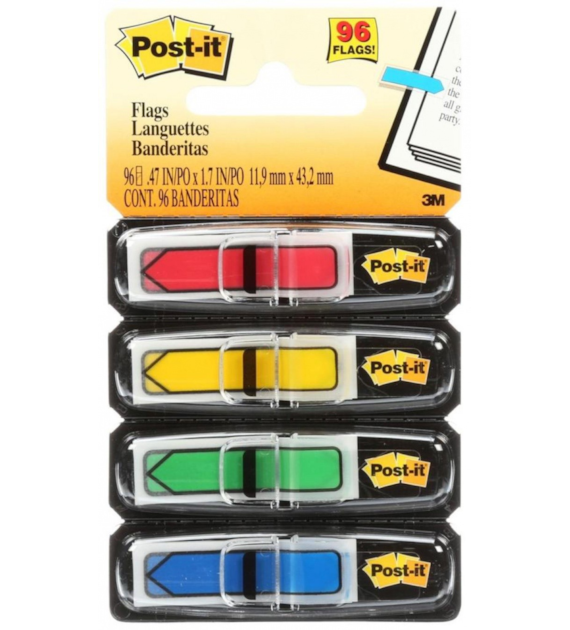 ZAKŁADKI INDEKSUJĄCE PLASTIKOWE 4 KOL. 12X43/24 684-ARR3 STRZAŁKI POST-IT
