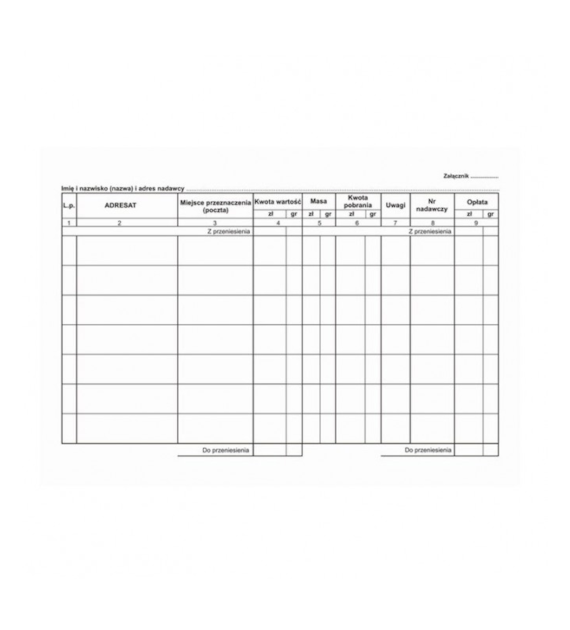 KSIĄŻKA POCZTOWA NADAWCZA SAMOKOPIA  A-5/50k Emeko