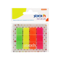 ZAKŁADKI INDEKSUJĄCE PLASTIKOWE 4 KOL. 45X12 NEONOWE W PODAJNIKU