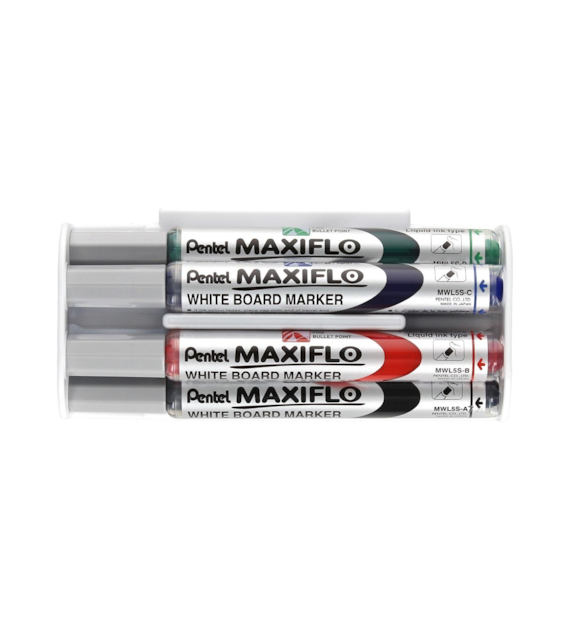 MARKER SUCHOŚCIERALNY 4 KOLORY+GĄBKA PENTEL MAXIFLO S