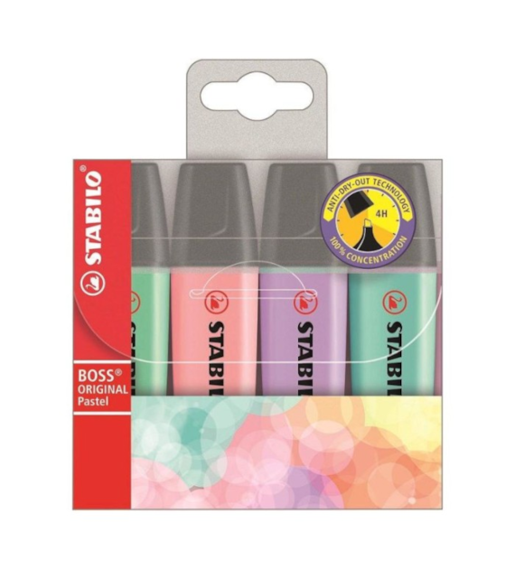ZAKREŚLACZ STABILO BOSS kpl -4 kol pastelowe