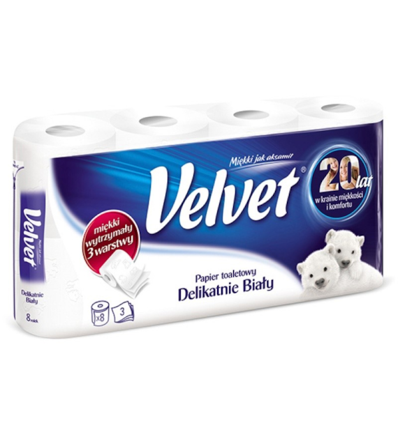 PAPIER TOALETOWY BIAŁY VELVET 3 warst. opak. 8 rolek