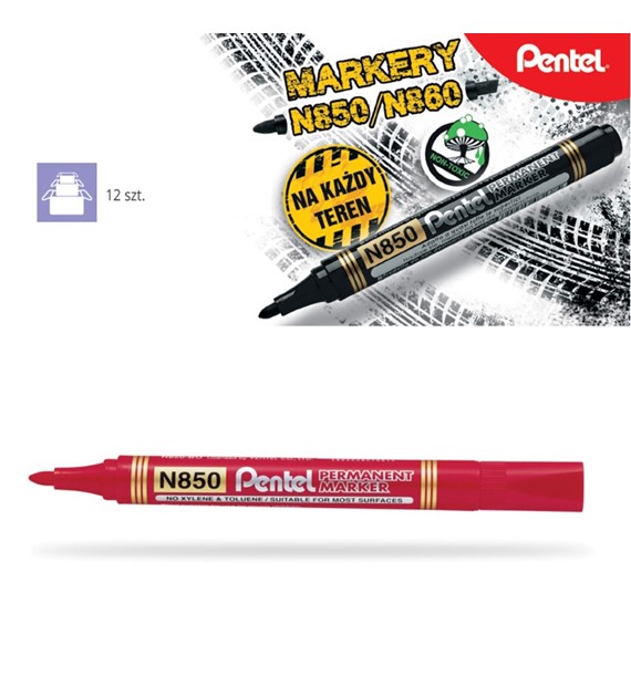 MARKER PERMANENT PENTEL OKRĄGŁY  N850  ZIELONY opak.12 szt.