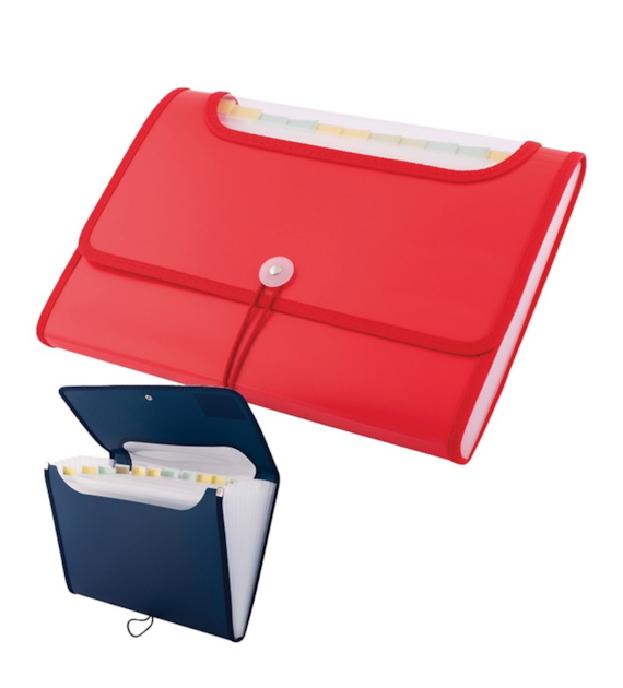 TECZKA HARMONIJKA 12 PRZEGRÓD D.rect z gumką czerwona