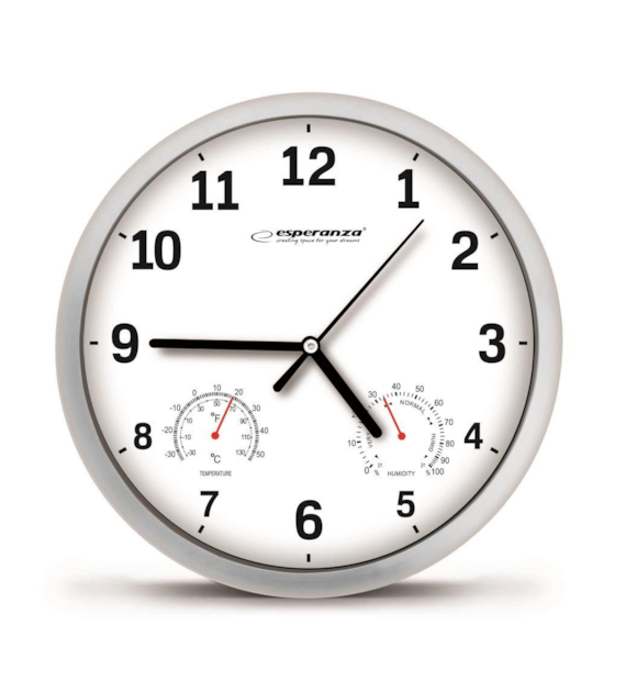 ZEGAR ŚCIENNY LYON BIAŁY ESPERANZA średnica 24cm