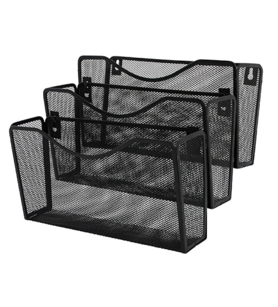 ZESTAW NAŚCIENNY 3 PÓŁKI QCONNECT METAL SIATKA CZARNY