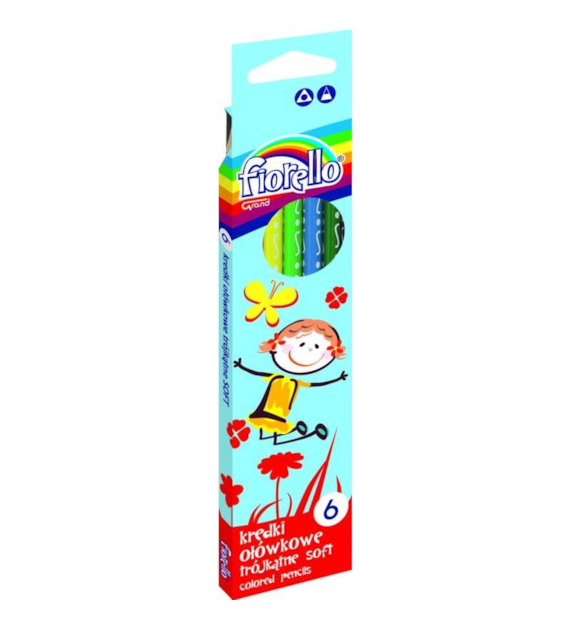 KREDKI OŁÓWKOWE 6 kolorów TRÓJKĄTNE