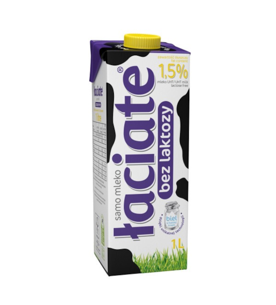 MLEKO ŁACIATE 1,5% 1 litr   BEZ LAKTOZY  kart.12 szt.