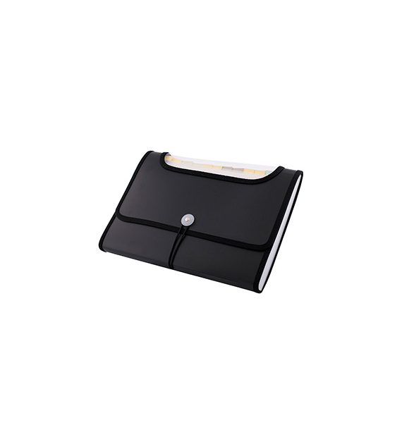 TECZKA HARMONIJKA 12 PRZEGRÓD D.rect z gumką czarna