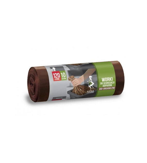 WORKI NA ŚMIECI BIO 120L 10szt. brązowe