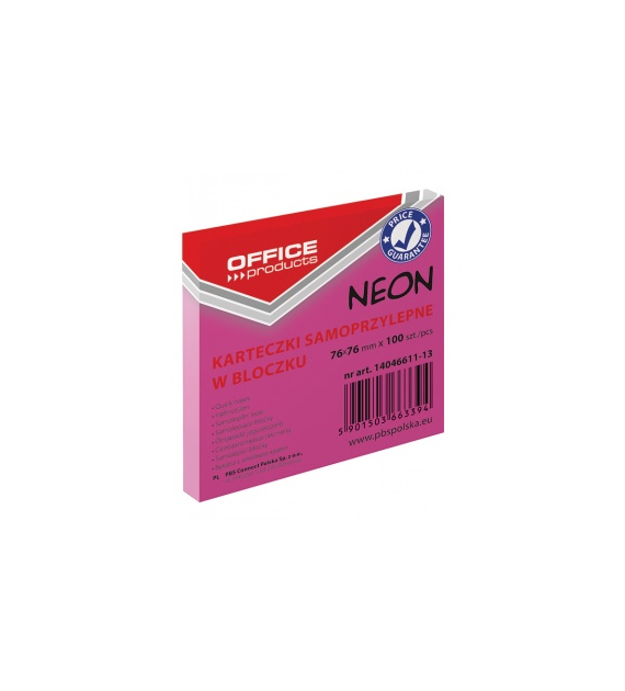 NOTES SAMOPRZYLEPNY 76X76 OFFICE RÓŻOWY opak. 12 szt.