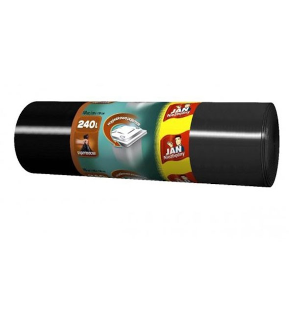 WORKI NA ŚMIECI 240L/10  LDPE  Supermocne Czarne kart.12 szt.