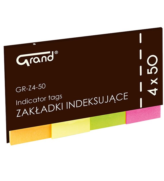 ZAKŁADKI INDEKSUJĄCE PAPIEROWE 4 KOL. 50X20/4X50 GR-Z4 GRAND