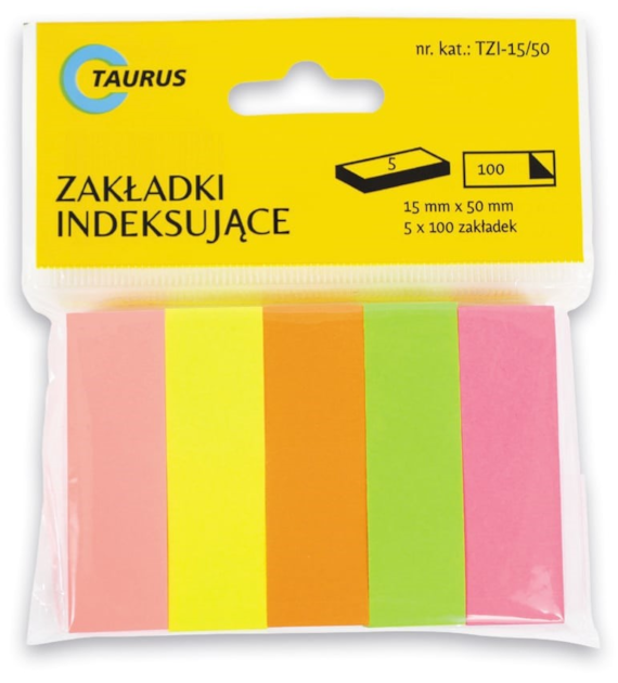 ZAKŁADKI INDEKSUJĄCE PAPIEROWE 5 kol. 15X50/100