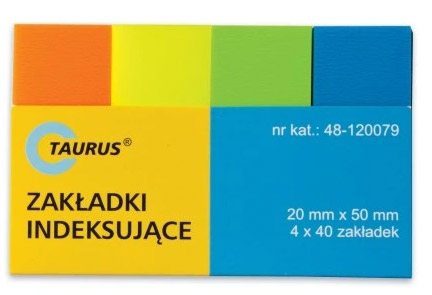 ZAKŁADKI INDEKSUJĄCE PLASTIKOWE 4 kol. 20X50