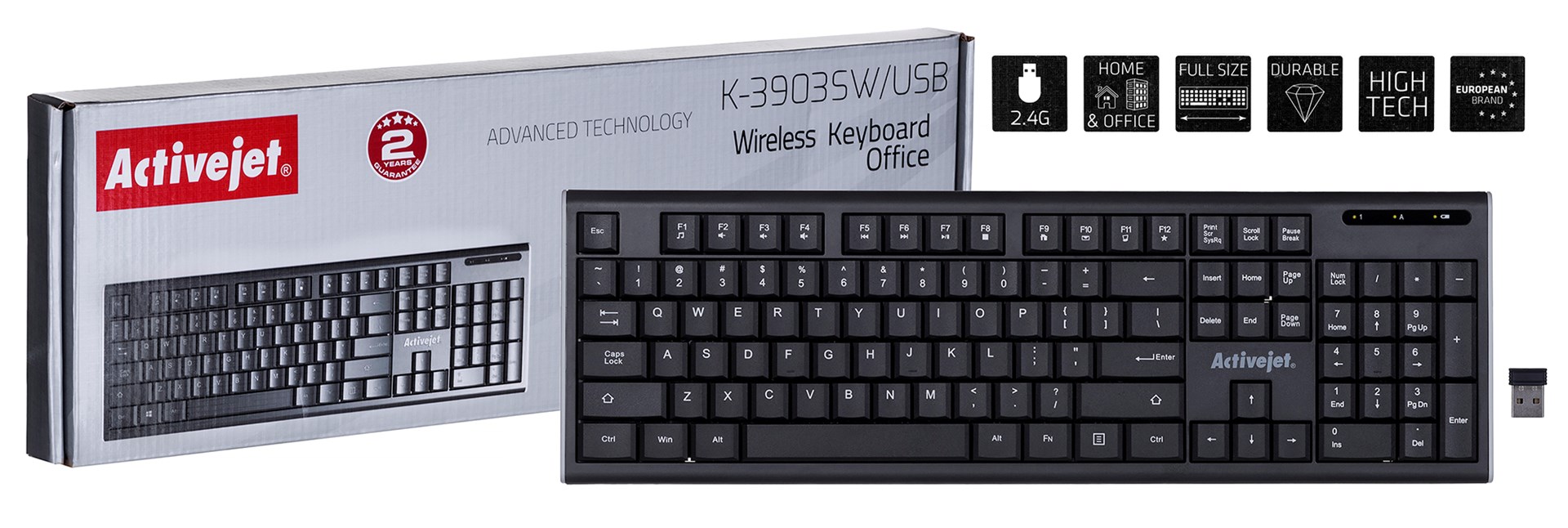 KLAWIATURA BEZPRZEWODOWA USB ACTIVEJET K-K39035W
